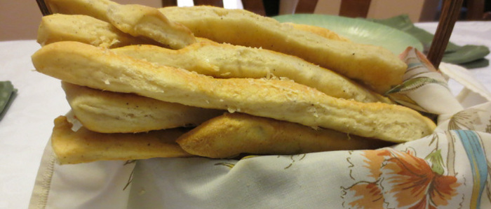 basket full of breadsticks