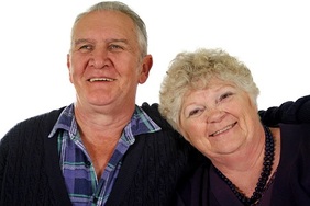 Smiling older couple