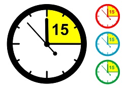 Clocks showing 15 minute period highlighted