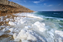 Mineral foam on the beach of the Dead Sea