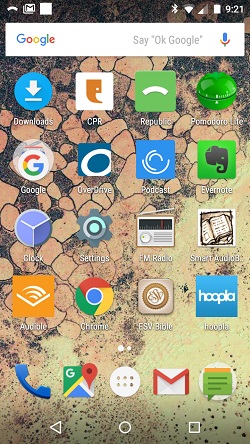 Smartphone showing screen full of app icons