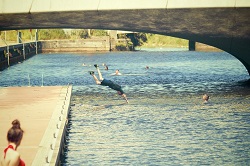 Man diving into water