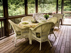 Elegant patio table and chairs, set for a picnic