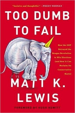 Book cover for Too Dumb to Fail, with an elephant wearing a dunce