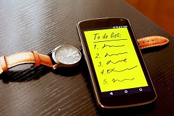 Watch and to-do list on smartphone