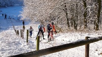 biking in the snow