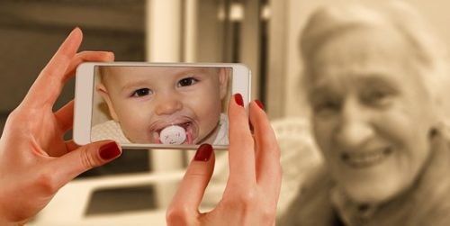 picture of baby, picture of old woman