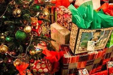 wrapped gifts under tree